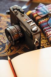 Vintage camera on a decorative table
