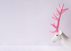 Reindeer with pink antlers