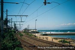 Rail tracks near coast in South Africa 0WYxj4