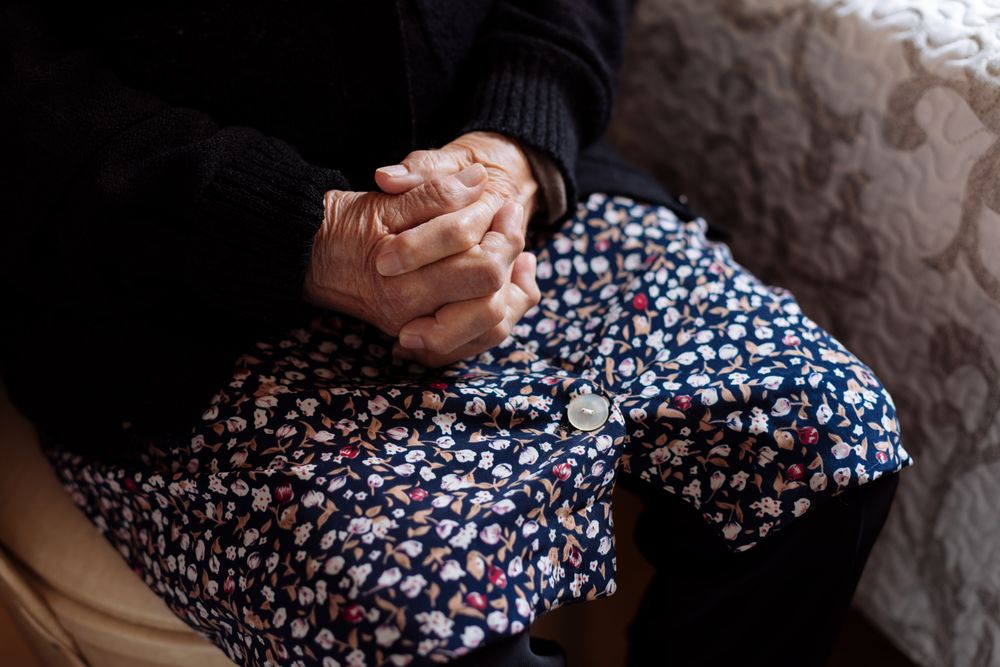 Detail of hands of an mature woman