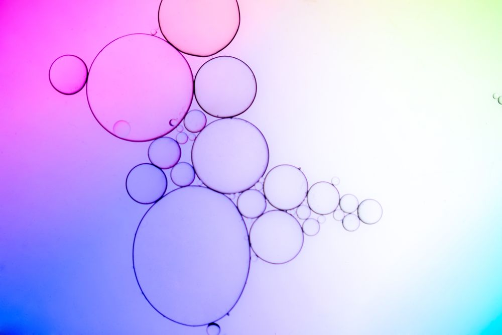 Abstract Macro Photography gradient of oil and water, Science abstract tech background