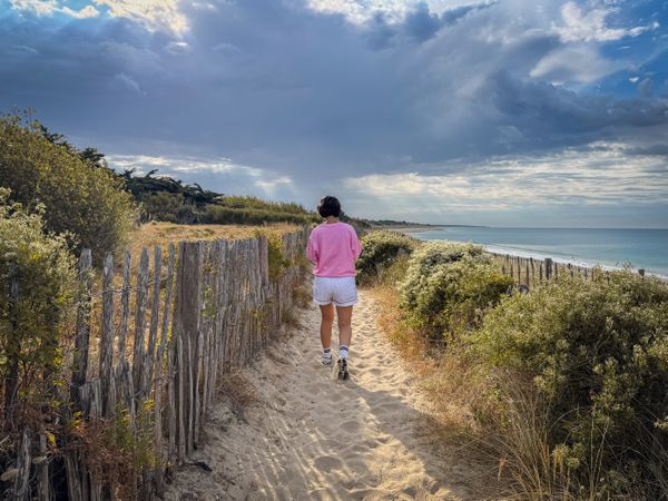 Walking the coastal path at dawn, La Couarde sur Mer, France