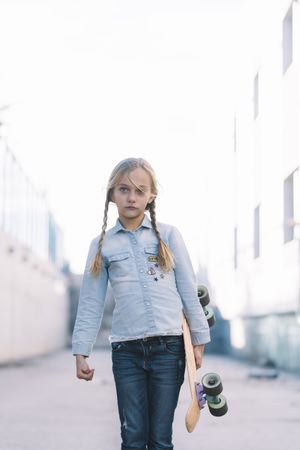 Kid playing with skateboard
