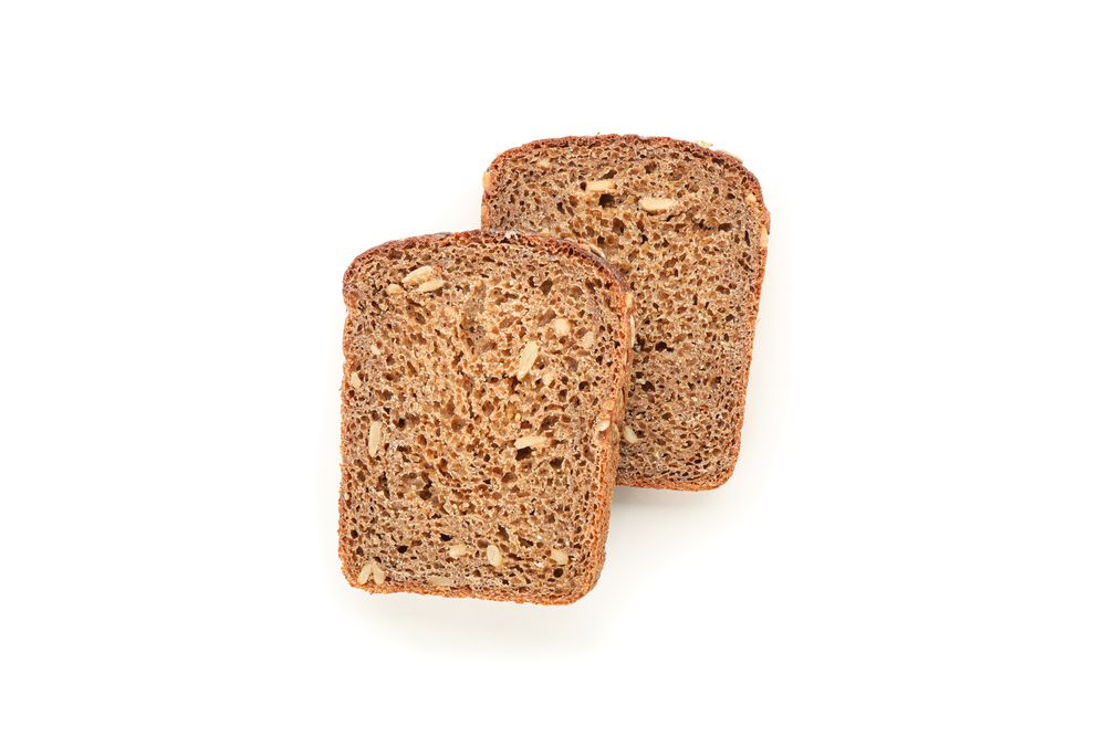 Rye bread pieces isolated on blank background. Bakery products