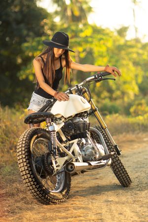 female on motorbike