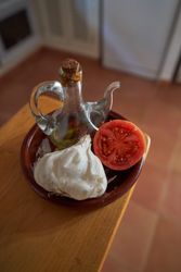 Garlic and tomato with oil