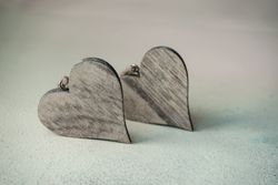 Valentine's day concept with two wooden heart ornaments 