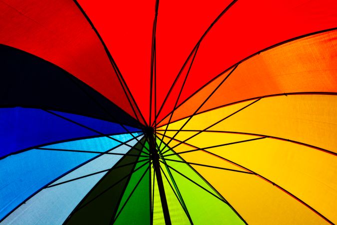Detail of interior of rainbow umbrella