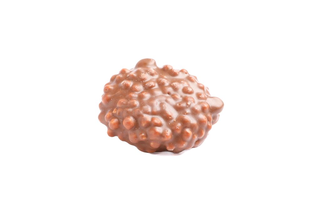 Chocolate cookie with caramel filling isolated on plain background