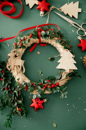 Decorative stars and frame on table