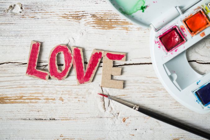Love symbols hand painted in watercolor