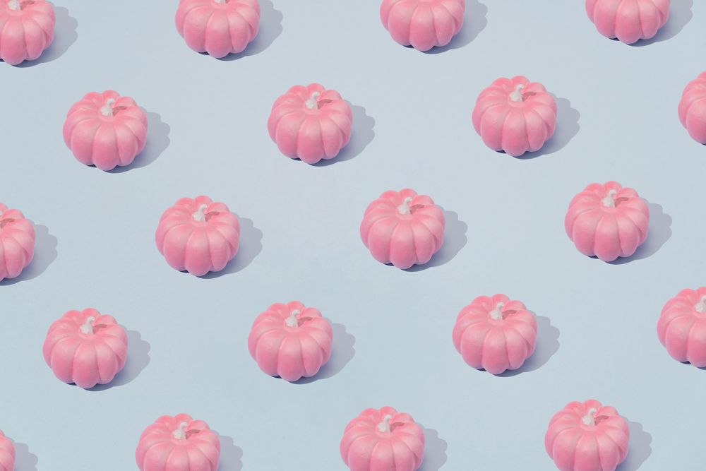Autumn pattern in pastel pink and blue