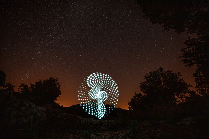 Light painting in the dark night