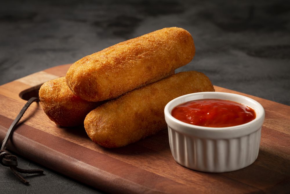 Fried risoles or Risol. Risoles stuffed with cheese and ham.
