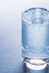 Close up glass of sparkling water