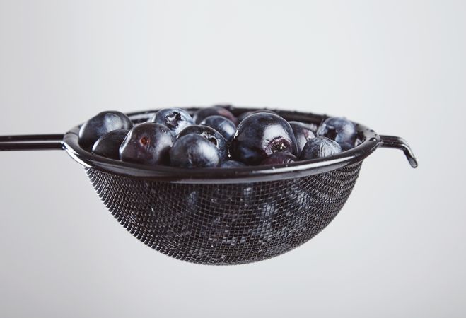 Blueberries in strainer