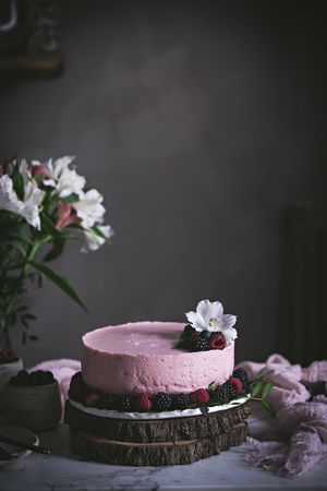 Strawberry tart on table