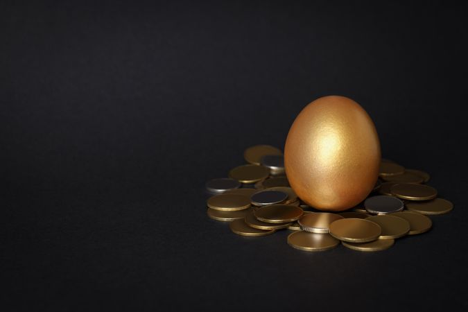 Concept of wealth and retirement - golden eggs