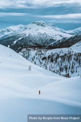 Person walking on snow covered mountain bDApK0