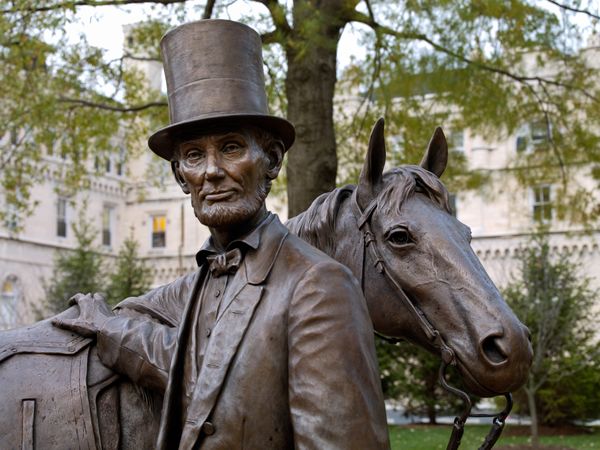 Bronze statue of Abraham Lincoln and his horse, Washington, D.C