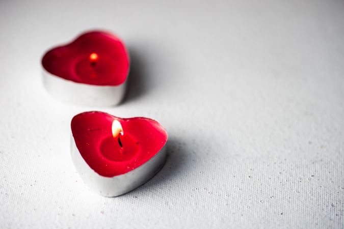 Two Valentine's day heart candles