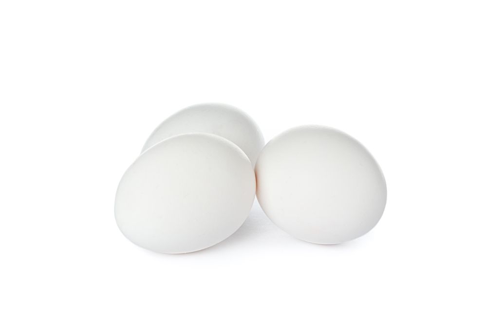 chicken eggs isolated on plain background
