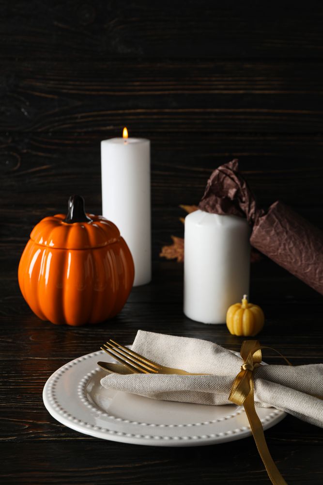 Fall season, autumn time, table setting for fall season