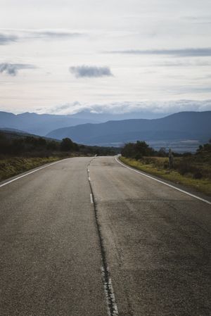 Road in between mountains