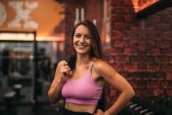 blonde attractive woman fitness in a gym
