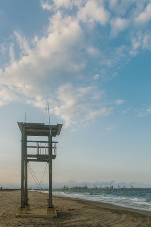 Observation tower at empty seashore