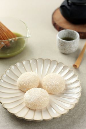 Mochi Coated with Dried Coconut Flakes