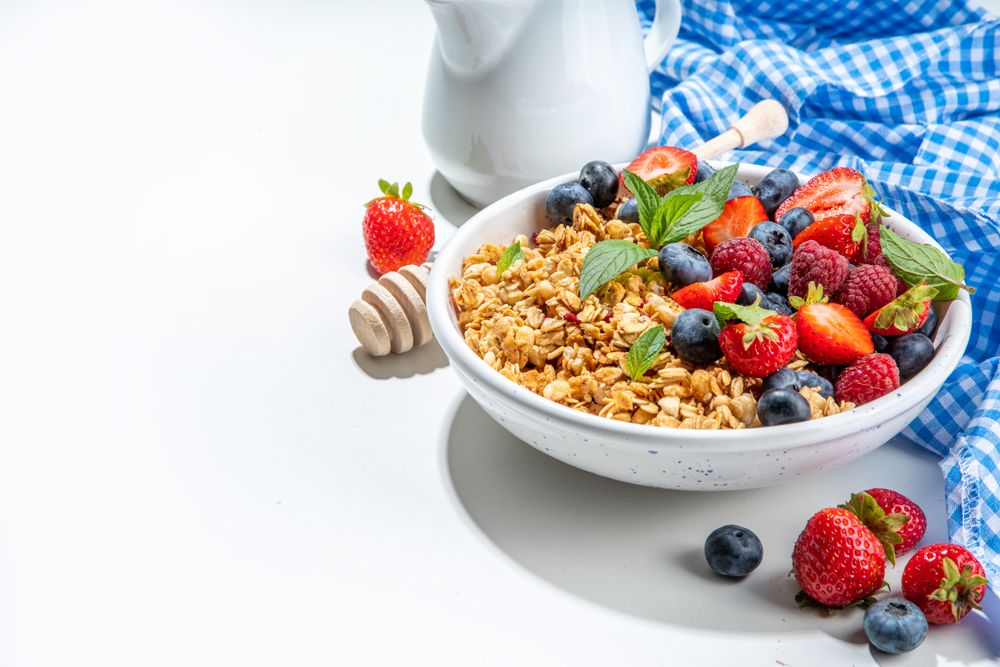 Healthy breakfast granola with berry