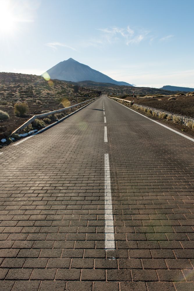 Road in desert to hills