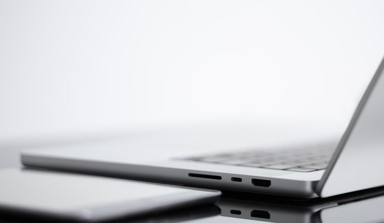 Minimal Laptop on Light Background with Copy Space