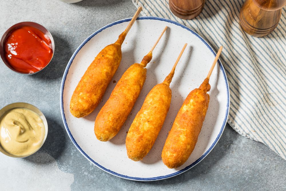 Sweet Homemade Fried Corn Dog on a Stick
