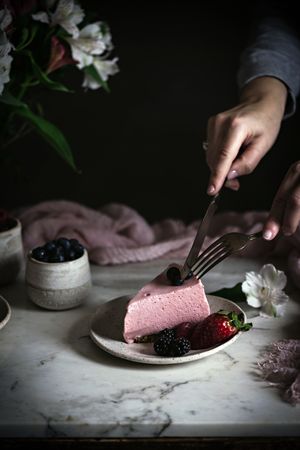Strawberry tart on table