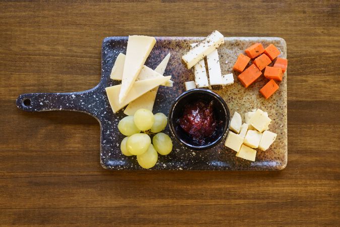 Top view of cheese board