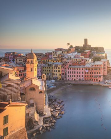 Vernazza village, view at sunset, Cinque Terre, Liguria, Italy