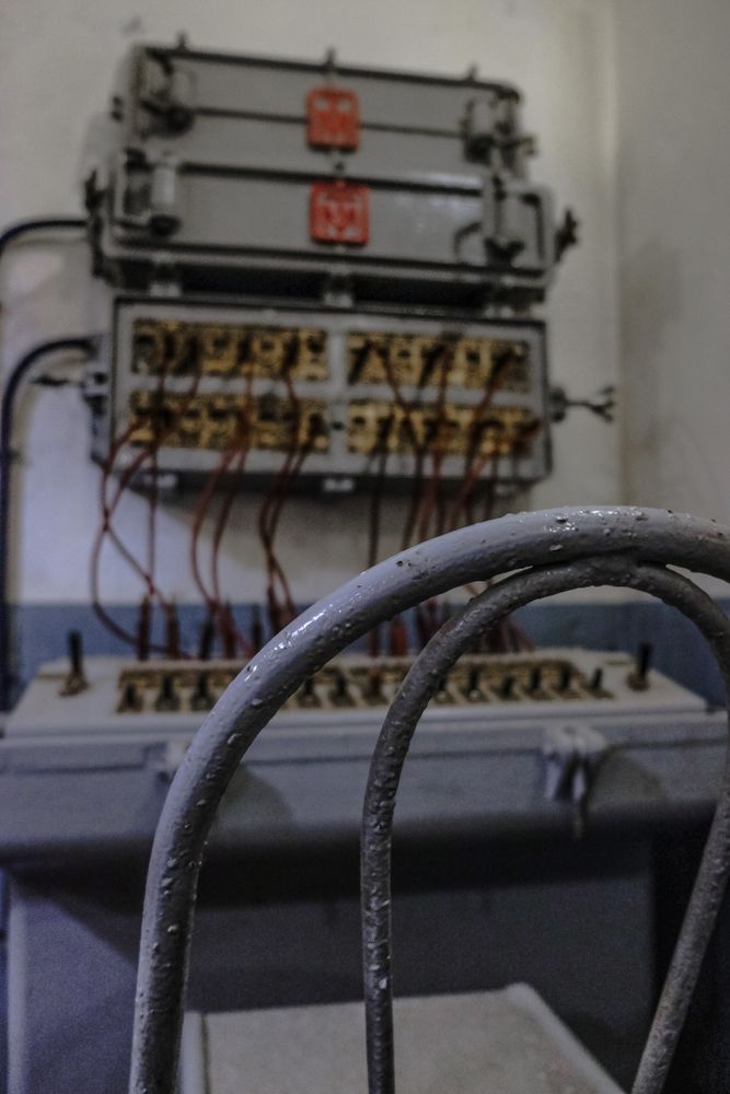 Retro switchboard for telephones in museum display