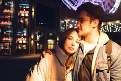 Couple in night city street