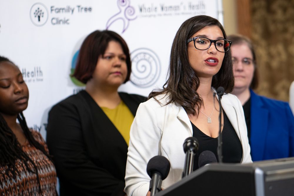 St. Paul, Minnesota, USA - May 21, 2019: Erin Maye Quade, speaks at UnRestric MN