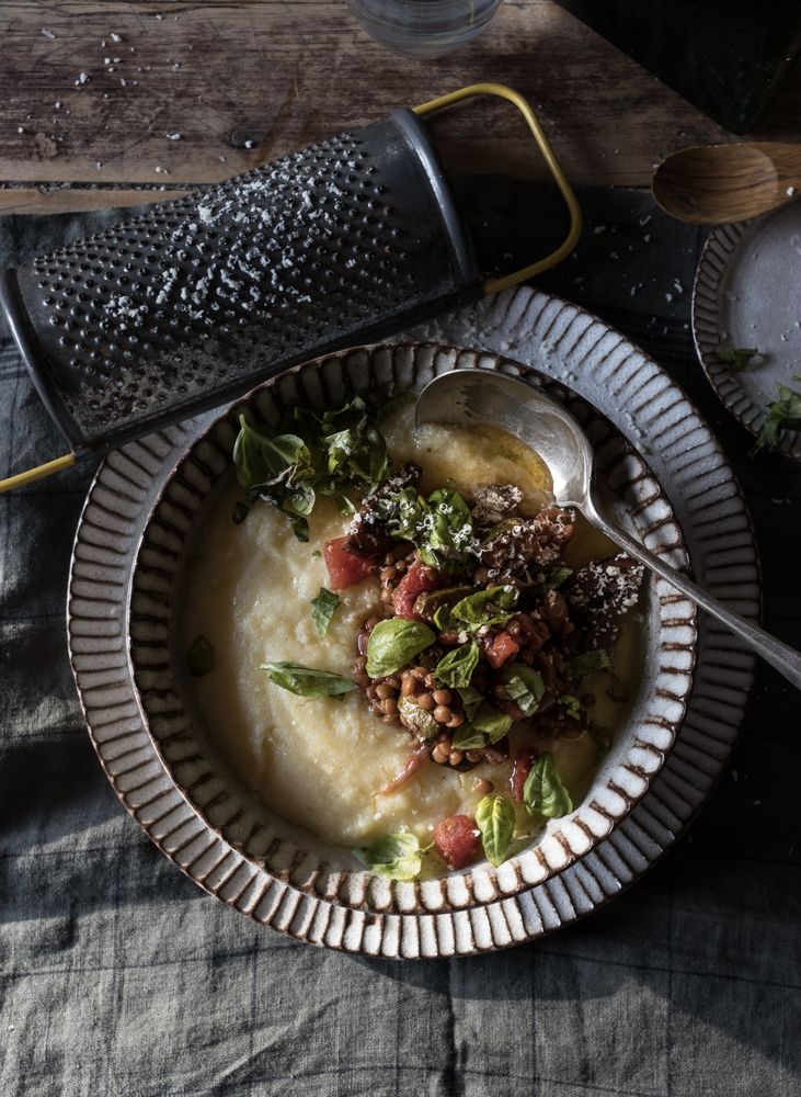 Polenta with vegetarian ragut