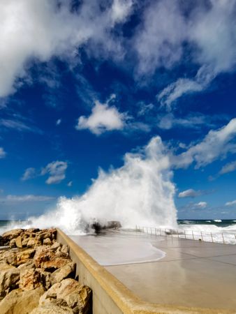 Seascape. Waves crashing on shore