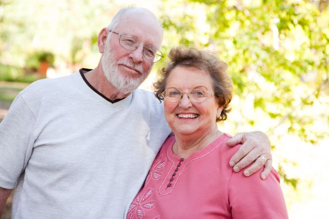 Loving Older Couple Outdoors