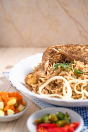 Kebuli rice with fried chicken