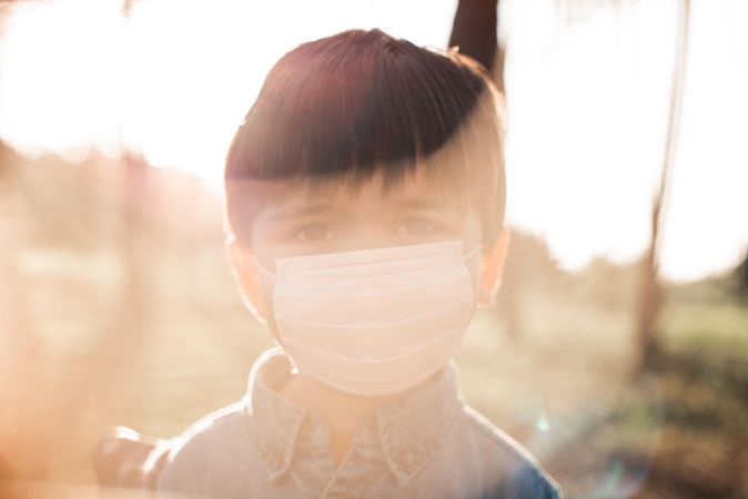 Boy with facemask outdoor