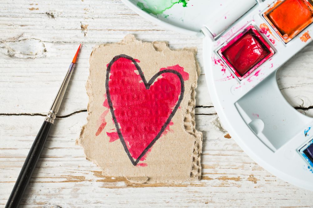 Love symbols hand painted in watercolor