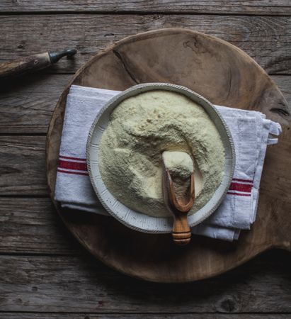 From above baking dish with corn flour