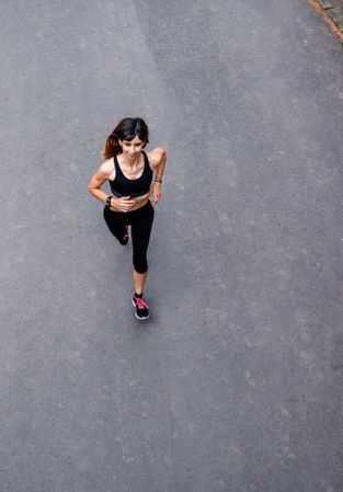 Aerial view of female runner