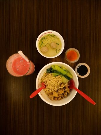 Noodles and meatballs